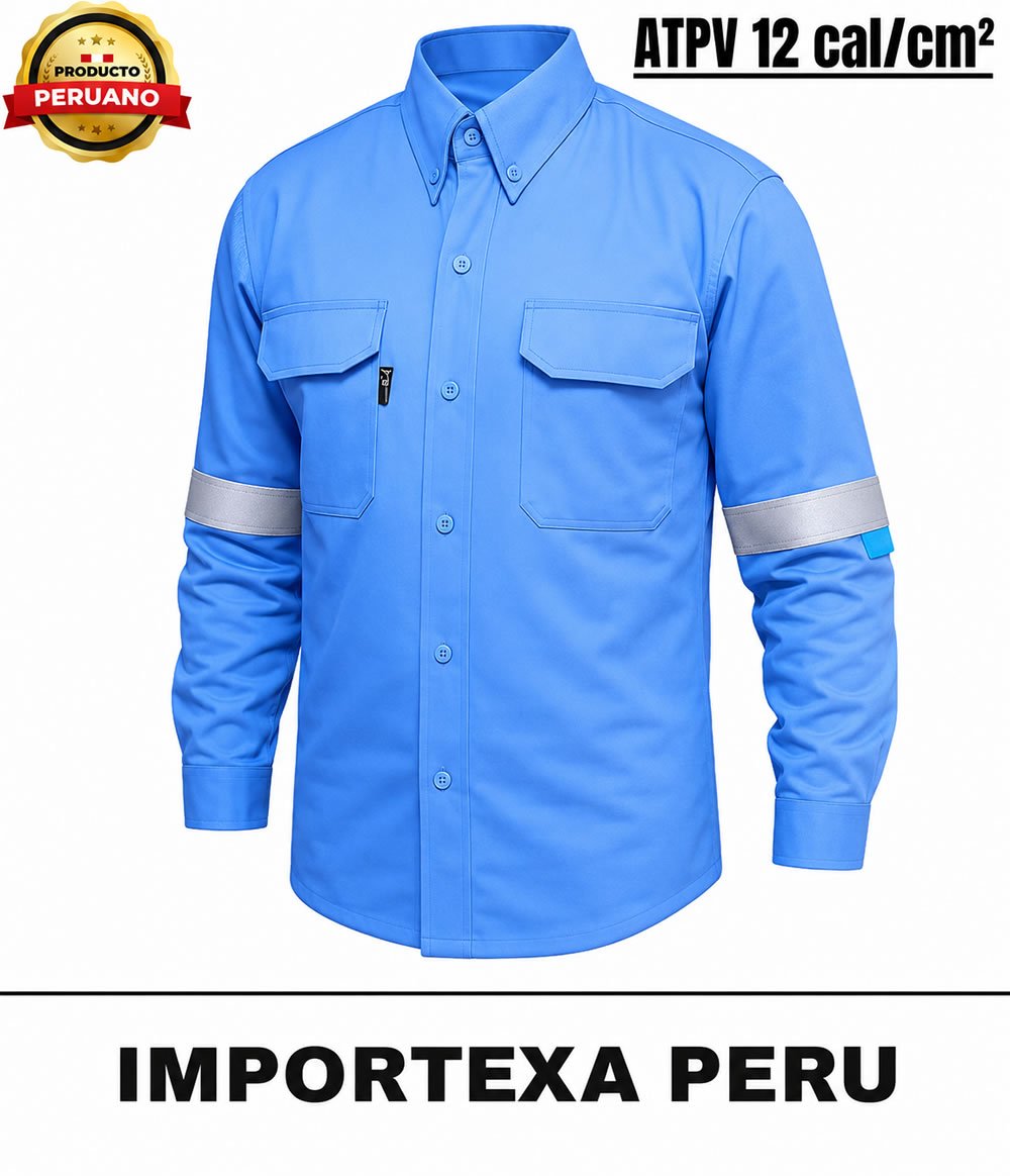 Camisa ignífuga celeste de 12 cal cm2 para arco eléctrico_01