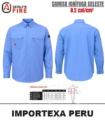 Camisa Ignífuga Celeste Absolute Fire Antiestática 8.2 cal/cm² CAT 2 - Imagen 3