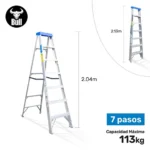 ESCALERA ALUMINIO TIJERA SIMPLE ACCESO 7 PASOS 113KG 2.13m ATS113-7I AMERICAN BULL