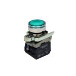 Pulsador luminoso rasante verde 22mm 24VAC/DC NA+NC