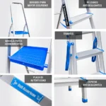 ESCALERA ALUMINIO TIPO BANQUETA 7 PASOS 150KG 1.50m AB150-7IA AMERICAN BULL - Imagen 5