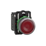 Pulsador luminoso rasante rojo 240VAC/DC 2 posiciones fijas NA+NC