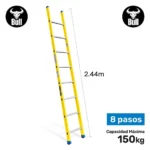 ESCALERA FIBRA TIPO ARRIMO 8 PASOS 150KG 2.44m FA150-8IA AMERICAN BULL