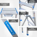 ESCALERA ALUMINIO TIPO BANQUETA DOBLE 4 PASOS 150KG 0.88m ABD150-4IA AMERICAN BULL - Imagen 5