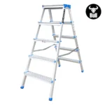 ESCALERA ALUMINIO TIPO BANQUETA DOBLE 5 PASOS 150KG 1.11m ABD150-5IA AMERICAN BULL - Imagen 4