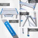 ESCALERA ALUMINIO TIPO BANQUETA DOBLE 5 PASOS 150KG 1.11m ABD150-5IA AMERICAN BULL - Imagen 5