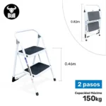 ESCALERA ACERO TIPO TABURETE 2 PASOS 150KG 0.46m ST150-2IA AMERICAN BULL
