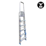 ESCALERA ALUMINIO TIPO BANQUETA ECONOMIC 6 PASOS 150KG 1.28m EAB150-6IA AMERICAN BULL - Imagen 2
