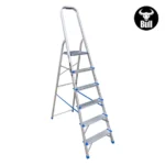 ESCALERA ALUMINIO TIPO BANQUETA ECONOMIC 6 PASOS 150KG 1.28m EAB150-6IA AMERICAN BULL - Imagen 3
