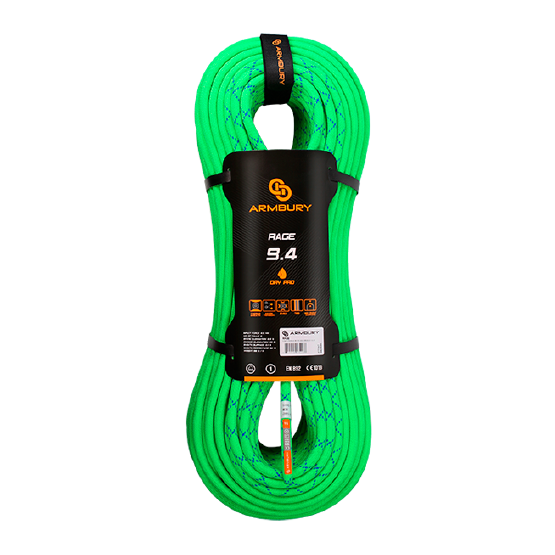 CUERDA DINÁMICA 9.4MM X 60M VERDE NEON-AZUL 8.9 kN CE-EN 892 RAGE 9.4 - 4111445 ARMBURY