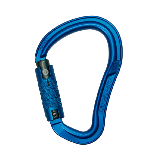 MOSQUETÓN ERGONÓMICO HMS ALUMINIO AZUL TRIPLE SEGURO AUTOMÁTICO 28 kN CE-EN 12275-EN 362 HARDY HMS TRIPLE - 4131234 ARMBURY