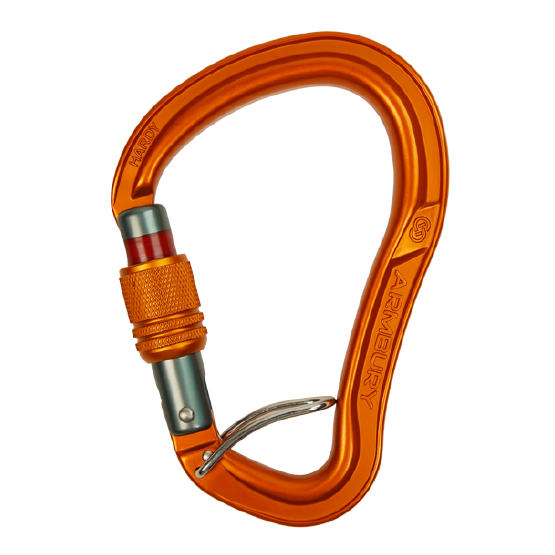 MOSQUETÓN ERGONÓMICO HMS ALUMINIO NARANJA SEGURO CON ROSCA + PIN SEPARADOR 28 kN CE-EN 12275-EN 362 HARDY HMS SCREW PIN - 4131213 ARMBURY