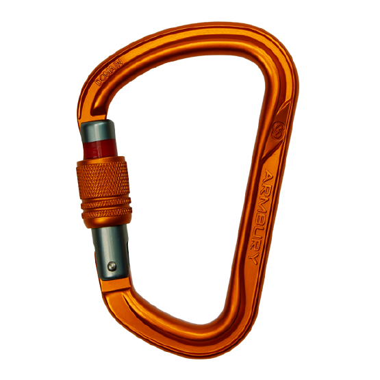 MOSQUETÓN ERGONÓMICO D ALUMINIO NARANJA SEGURO CON ROSCA 30 kN CE-EN 12275-EN 362 DOMAIN D SCREW - 4131314 ARMBURY