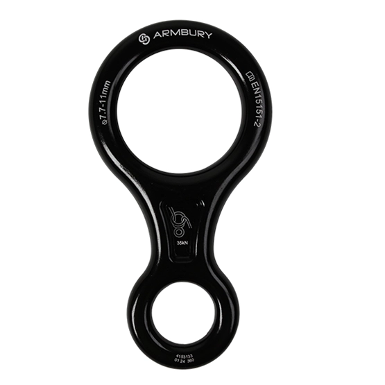DESCENSOR TIPO OCHO ALUMINIO NEGRO 35 kN EN 15151-2 FIGURE 8 BLACK - 4153133 ARMBURY