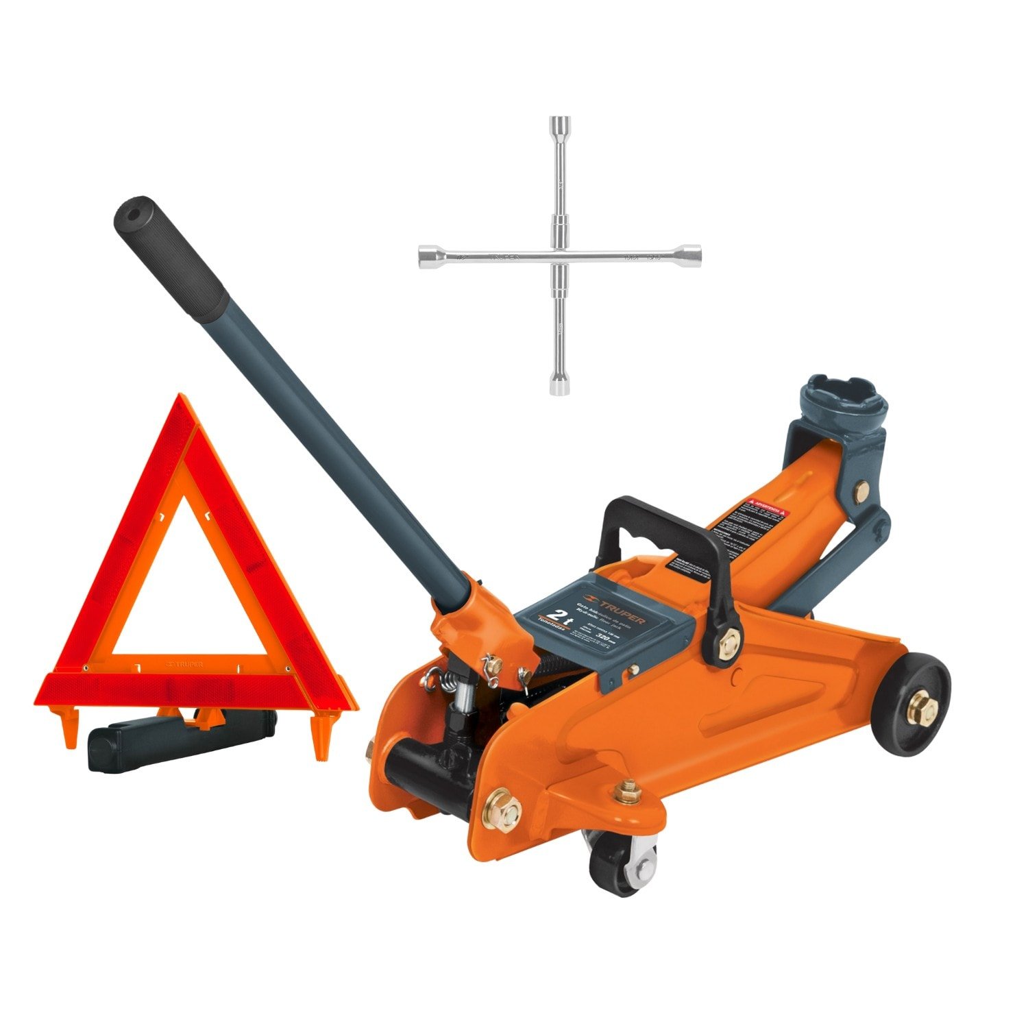 14944-15484-109438803 Kit Gata lagarto + Llave Cruz plegable + Triangulo de seguridad Truper - Imagen 1