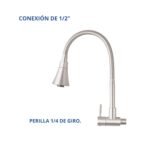 Llave de lavadero Pico Ganso flexible amalfi niq valmax - Imagen 2