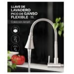 Llave de lavadero Pico Ganso flexible amalfi niq valmax - Imagen 3