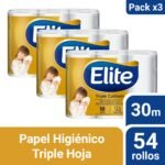 Pack 03 Papel Higiénico Elite Triple Cuidado 18 un 30 mts