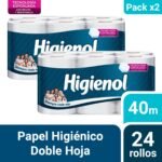 Pack 02 Papel Higiénico Higienol Tecnoloía Esponjada 12 un 40 mts