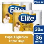 Pack 02 Papel Higiénico Elite Triple Cuidado 18 un 30 mts