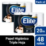Pack 02 Papel Higiénico Elite Soft & Strong 24 un 20 mts