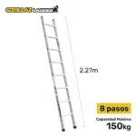 ALUMINIO ESCALERA DE APOYO 2.27m GAA8-IA GORILLAZ 150KG