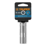 Dado largo de 15 mm, 6 puntas, cuadro 3/8", Truper 13775