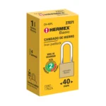 Candado de hierro color latón 40 mm, largo, caja, BASIC 27071