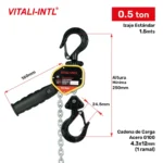 TECLE RACHET 0.5T YAL050MINI "B" 1.5mtsCARGA 4.3x12mm(1) G100 VITALINTL