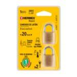 Blíster con 2 candados de latón de 20mm, HERMEX BASIC 23513
