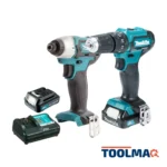 Taladro Percutor 3/8" HP333D + Atornillador de Impacto 1/4" TD110DZ + 2 Bat y Carg Makita CLX228