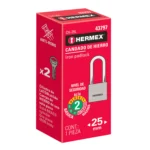 Candado de hierro 25 mm gancho largo en caja, HERMEX 43797