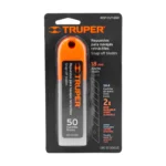 Estuche con 50 cuchillas SK4 de 18 mm para cutter, Truper 100101