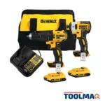 Taladro Percutor 1/2" + Atornillador de Impacto 1/4" 20V Brushless 2 Bat 2.0 Ah Dewalt DCK223D2-B2