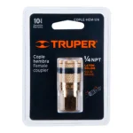 Cople rápido de latón, hembra, cuerda 1/4" NPT, TRUPER 19084
