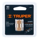 Cople de latón, hembra-hembra, cuerda 1/4" NPT, TRUPER 19025