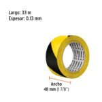 Rollo de 33 m de cinta de seguridad amarilla / negro, truper - Imagen 3