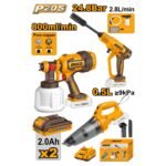 Combo 20V Hidrolavadora + Pistola para Pintar + Aspiradora Inalámbrica Ingco - Imagen 2