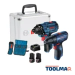 Taladro Atornillador 3/8" GSR 120-LI + Atornillador de Impacto 1/4" Hex GDR 120-LI 12V Bosch 0601.9G8.0E3-000