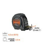 Wincha cinta negra 5.5 m cinta 25 mm Truper - Imagen 5