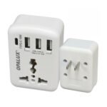 Adaptador Enchufe Multiple 3Usb Tipo A + Tipo C Opalux Blanco