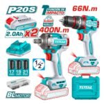 Taladro percutor 66nm + Llave de impacto 400nm industrial Total - Imagen 2