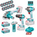 Combo Taladro percutor + Amoladora + Llave de impacto Total