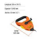 Wincha de fibra de vidrio de 30 m tipo cruceta Truper - Imagen 3