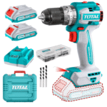 Taladro atornillador percutor Brushless Chuck Metálico 20V +2 Baterías 2.0AH Total
