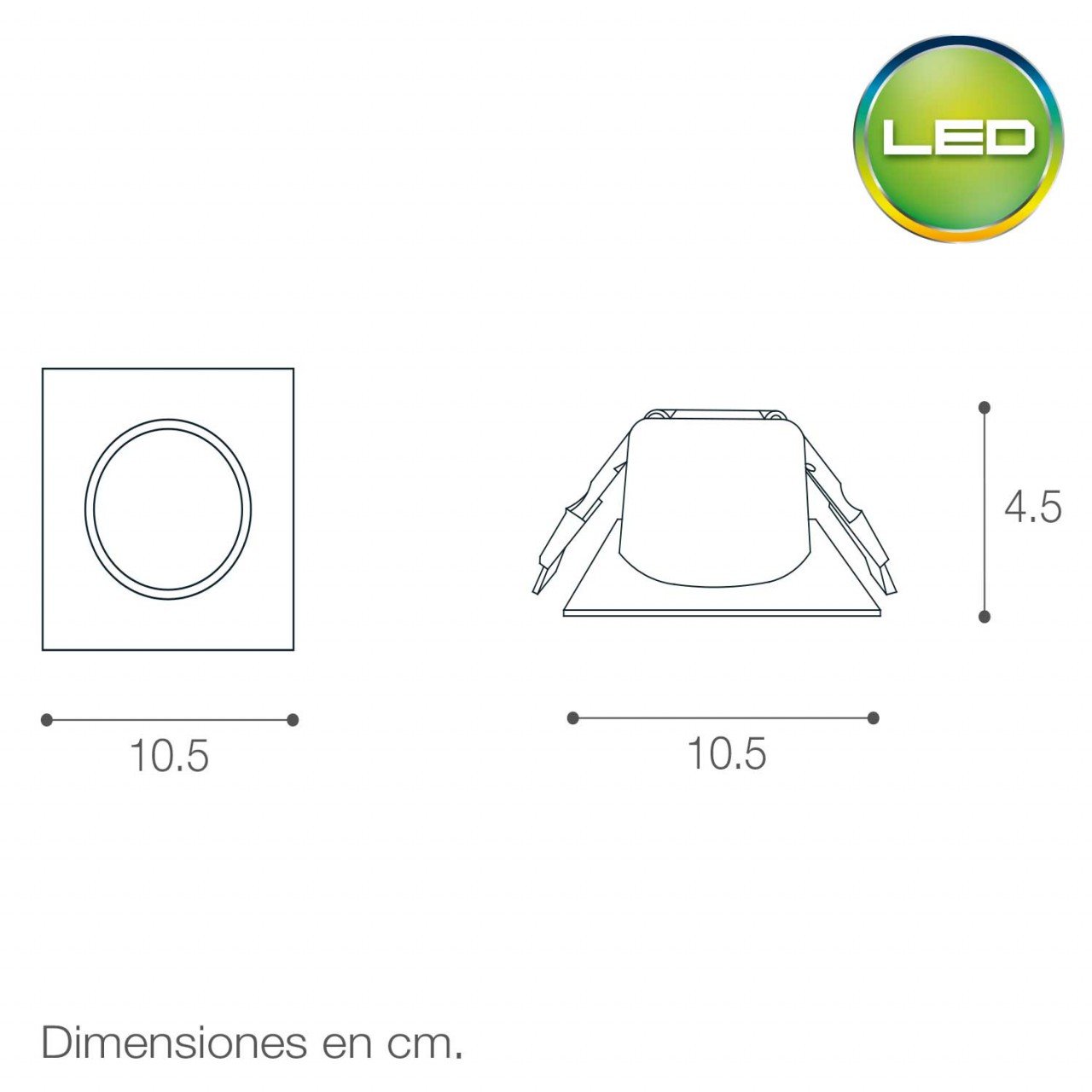 Spot LED 7W Cuadrado Empotrado Dirigible 10.5×10.5×4.4cm Blanco -Luz fría - Imagen 4