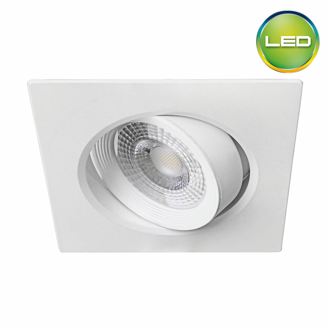 Spot LED 7W Cuadrado Empotrado Dirigible 10.5×10.5×4.4cm Blanco -Luz fría - Imagen 1