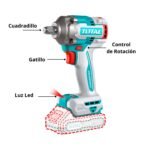 Combo Taladro 66nm + llave de impacto + Rotomartillo + Amoladora + Linterna Total - Imagen 7