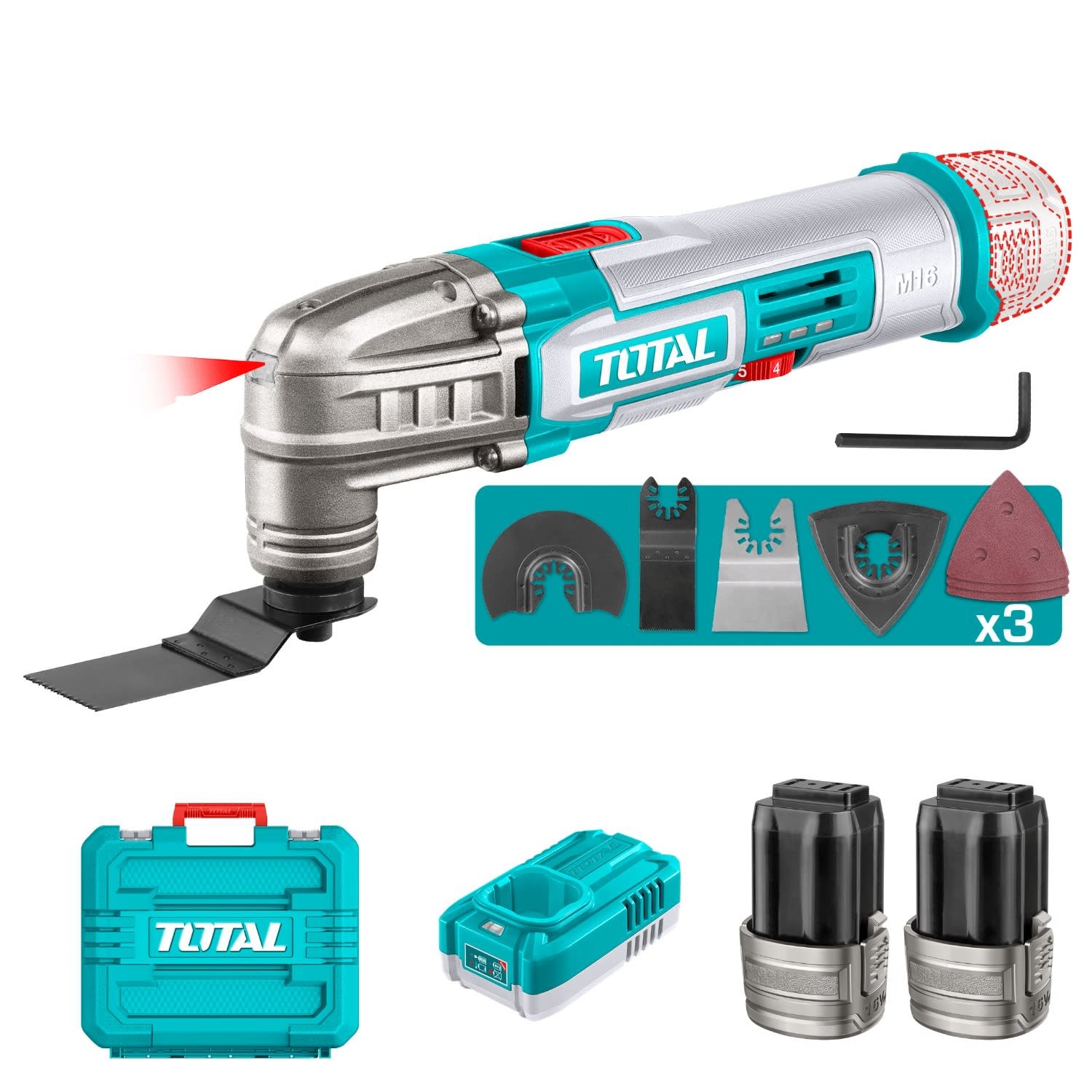 tmli162229083 Herramientas Multifuncional con Accesorios + 2 Baterias y Cargador 16v Total - Imagen 1
