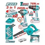 Combo Taladro percutor 76Nm + Atornillador de Impacto 285Nm + Sopladora 20V Total - Imagen 2